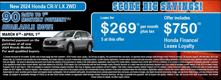 New 2024 Honda CR-V LX CWD Lease Special